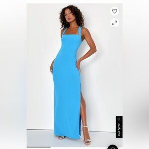 Elegant Blue Sleeveless Dress